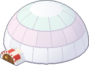 A bigger igloo with stone trim