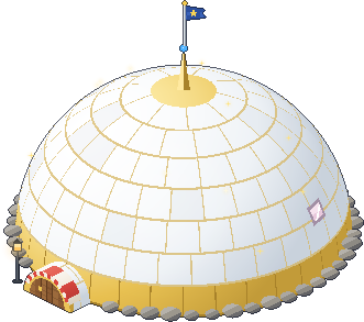 An ice palace with towers and a flag