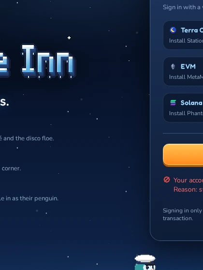 The sign-in screen of a banned penguin.
