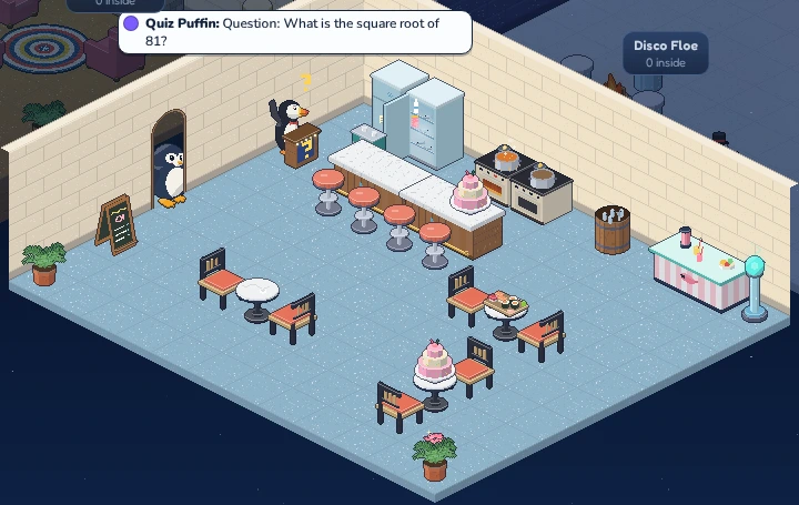 The Quiz Puffin asking a question in the Herring Bar.