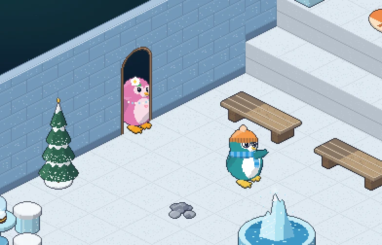 Dancing and waving in the lobby.