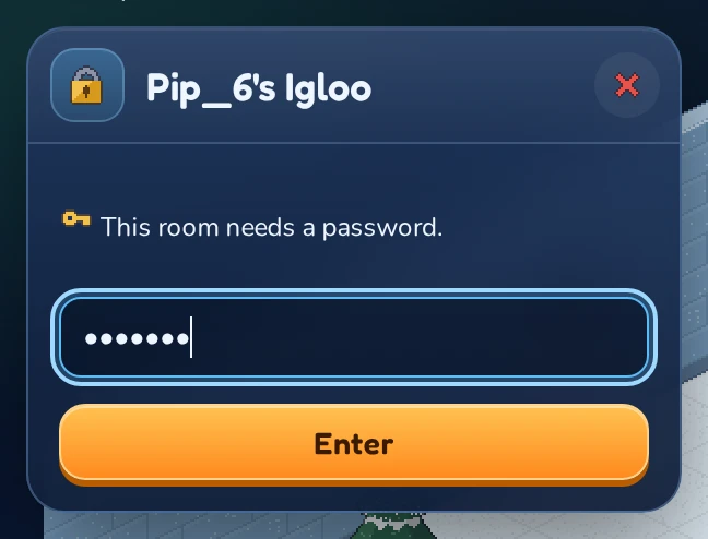 The password prompt for a password-protected room.
